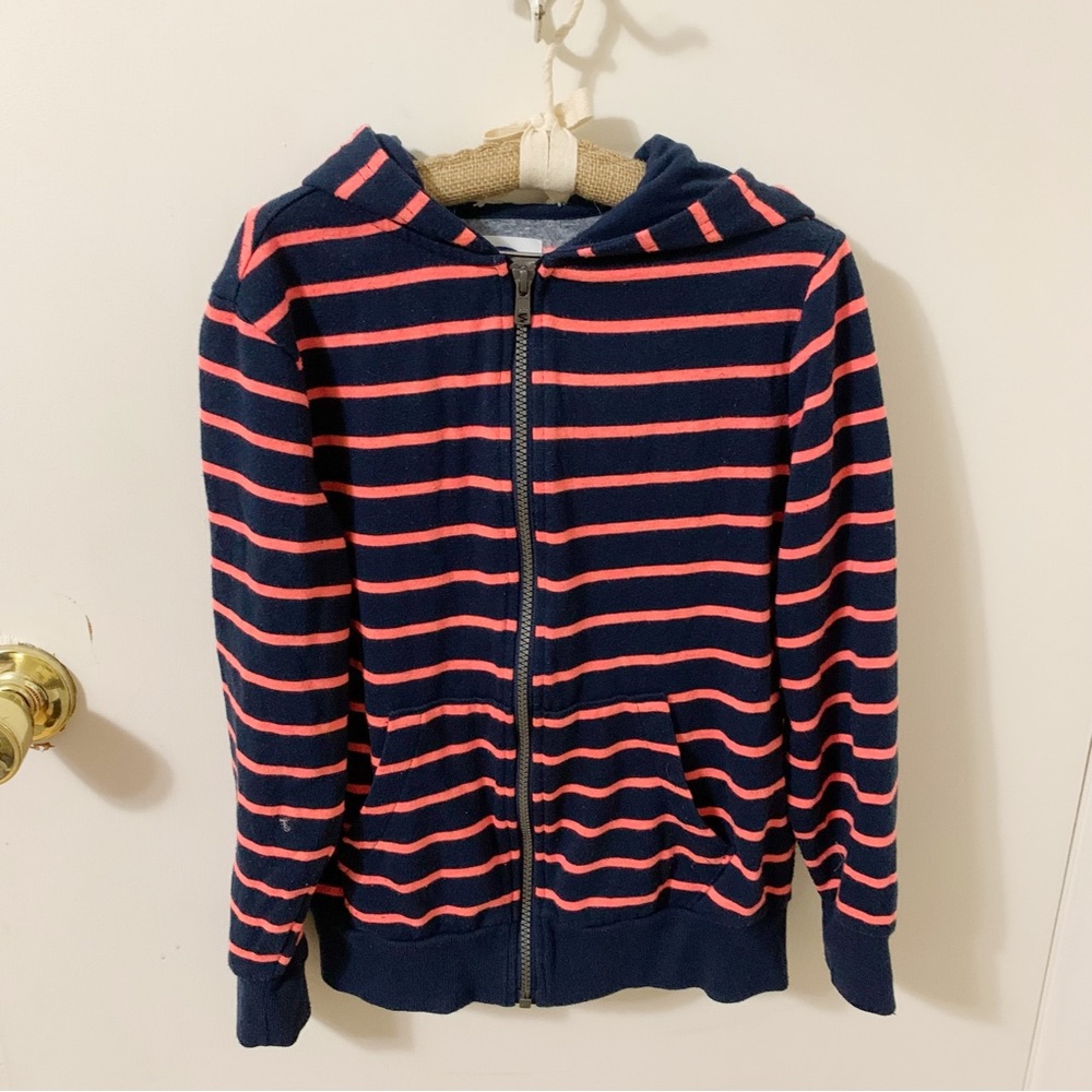 Old Navy kids striped hooded zip sweatshirt Medium 8